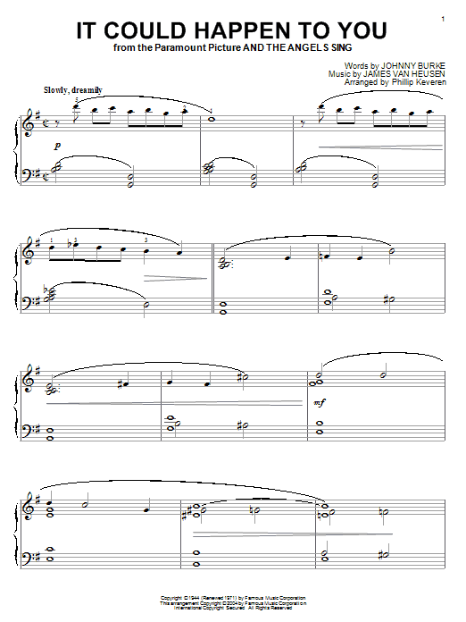 Frank Sinatra It Could Happen To You (arr. Phillip Keveren) sheet music notes and chords arranged for Piano Solo