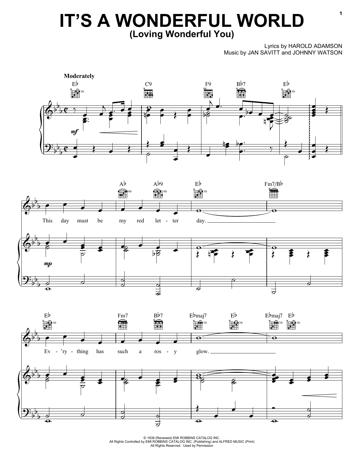 Frank Sinatra It's A Wonderful World (Loving Wonderful You) sheet music notes and chords arranged for Real Book – Melody & Chords