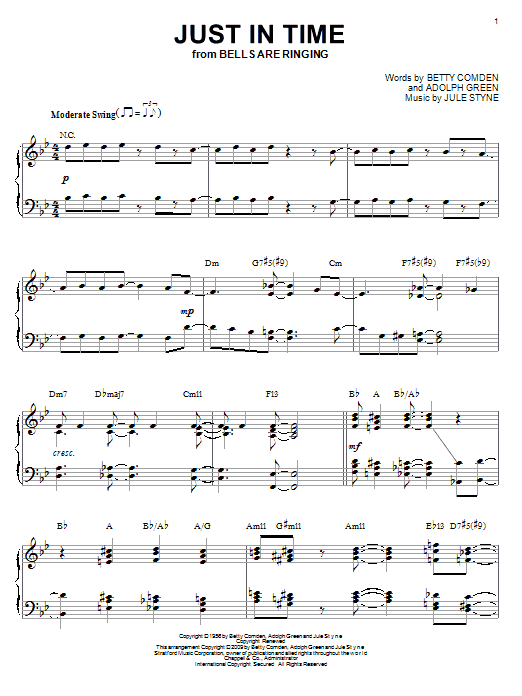 Frank Sinatra Just In Time (arr. Brent Edstrom) sheet music notes and chords arranged for Piano Solo
