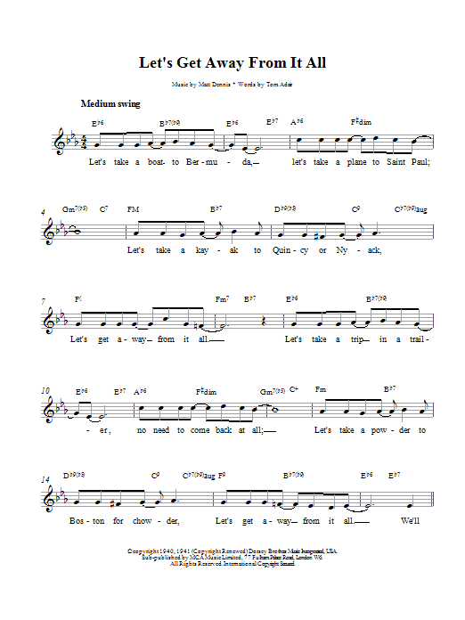 Frank Sinatra Let's Get Away From It All sheet music notes and chords arranged for Solo Guitar
