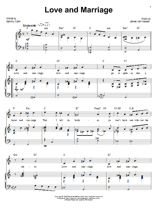 Frank Sinatra Love And Marriage sheet music notes and chords arranged for Guitar Chords/Lyrics