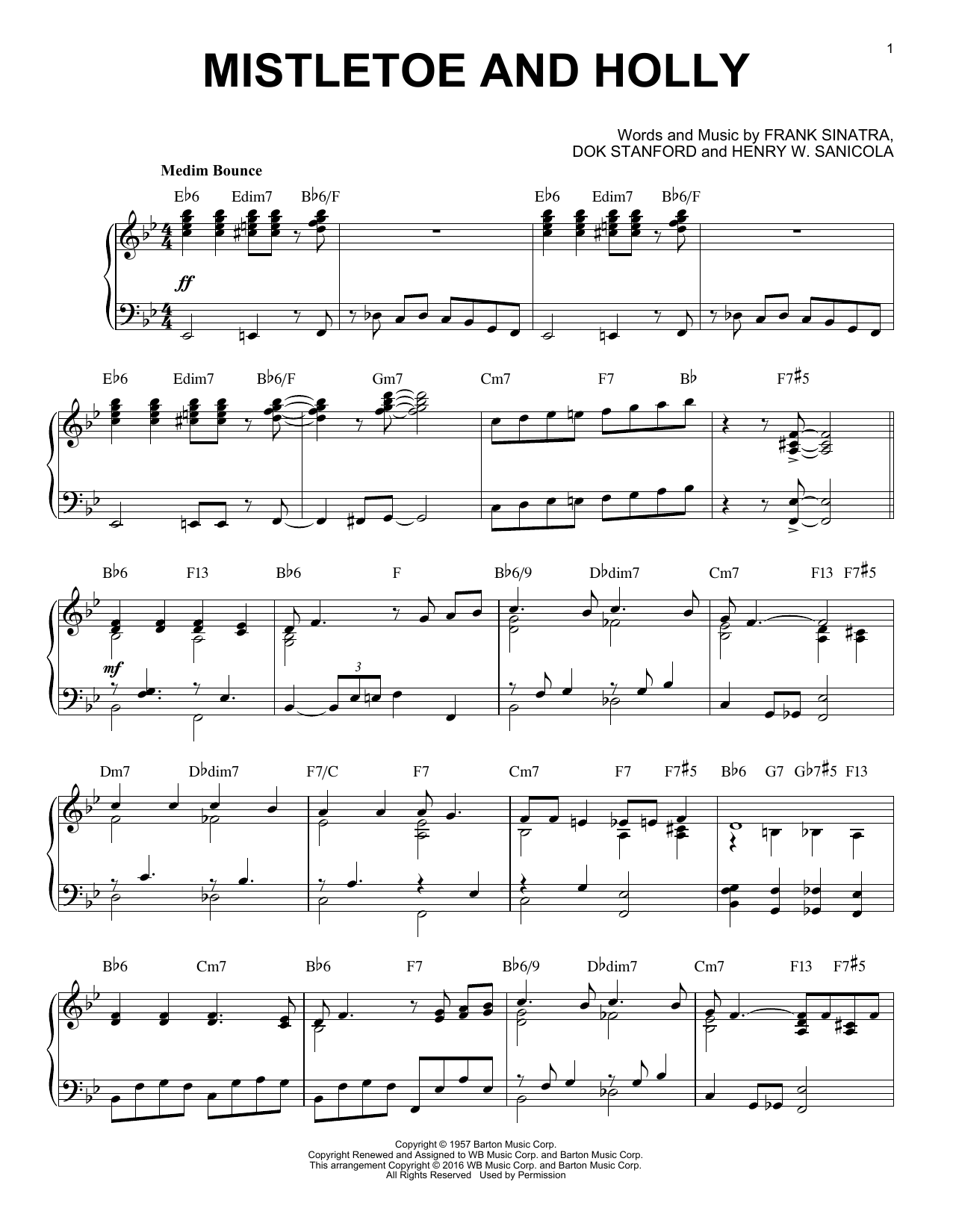 Frank Sinatra Mistletoe And Holly [Jazz version] (arr. Brent Edstrom) sheet music notes and chords arranged for Piano Solo