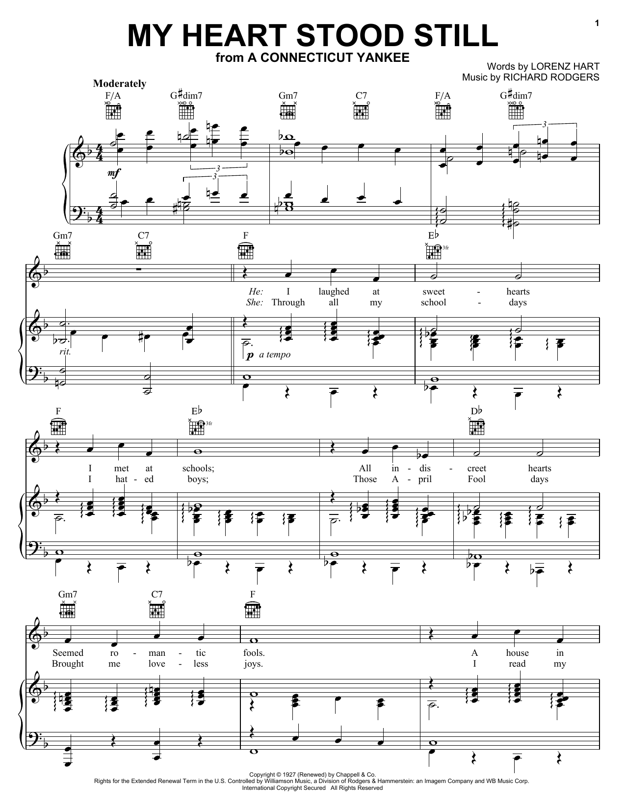 Frank Sinatra My Heart Stood Still sheet music notes and chords arranged for Piano, Vocal & Guitar Chords (Right-Hand Melody)