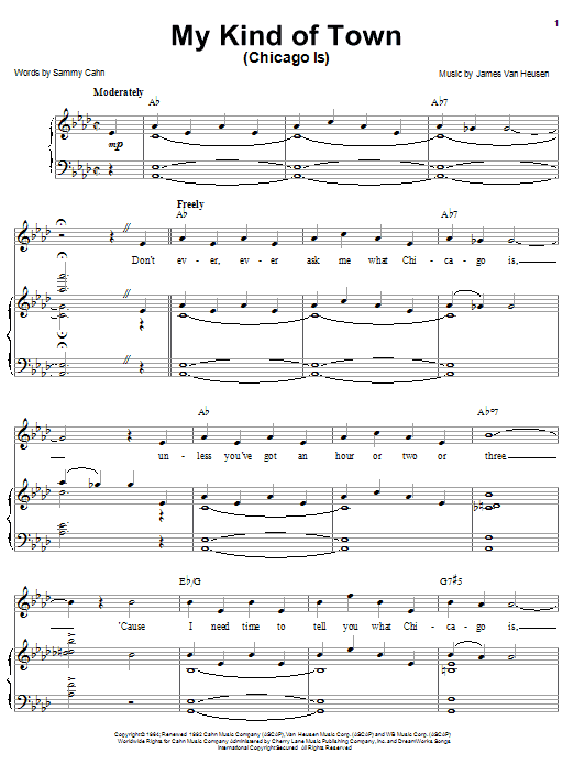 Frank Sinatra My Kind Of Town (Chicago Is) sheet music notes and chords arranged for Pro Vocal