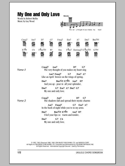 Frank Sinatra My One And Only Love sheet music notes and chords arranged for Ukulele Chords/Lyrics