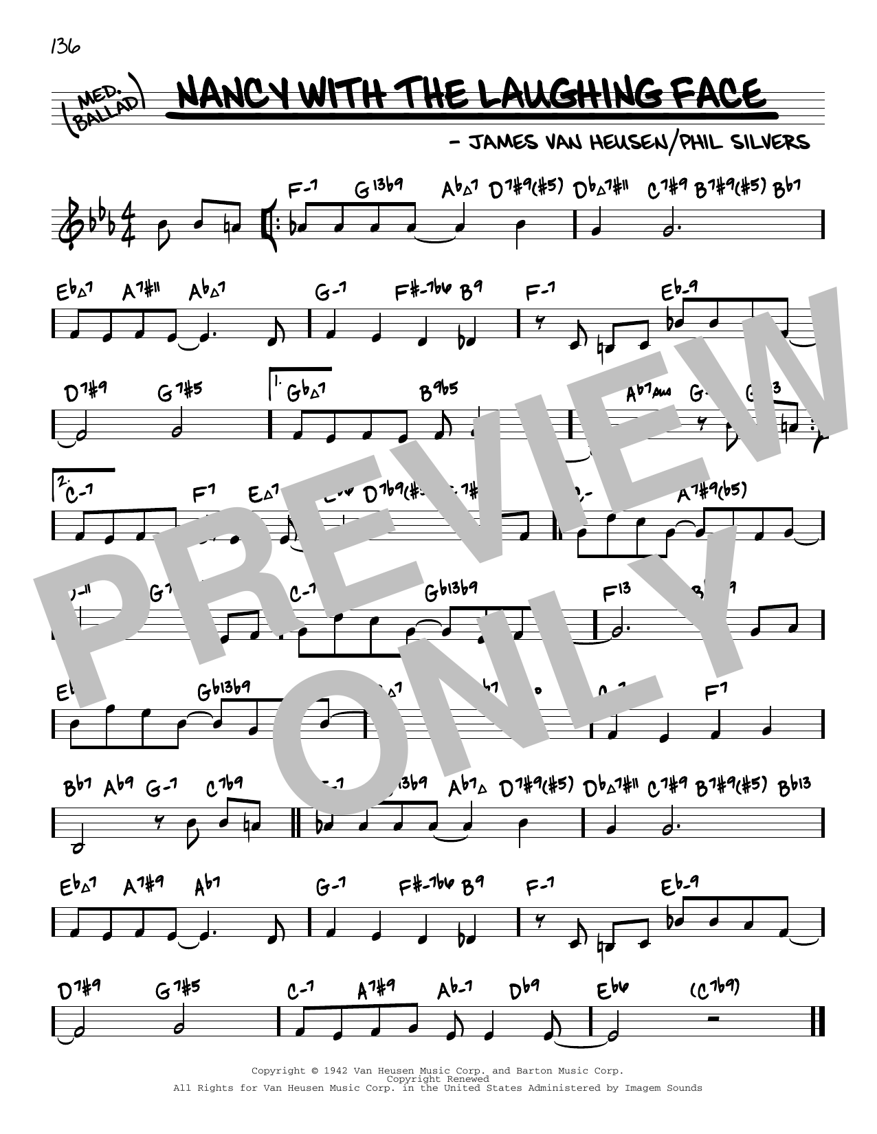 Frank Sinatra Nancy With The Laughing Face (arr. David Hazeltine) sheet music notes and chords arranged for Real Book – Enhanced Chords