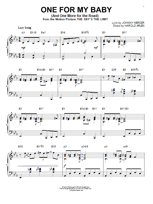 Frank Sinatra One For My Baby (And One More For The Road) [Jazz version] (arr. Brent Edstrom) sheet music notes and chords arranged for Piano Solo