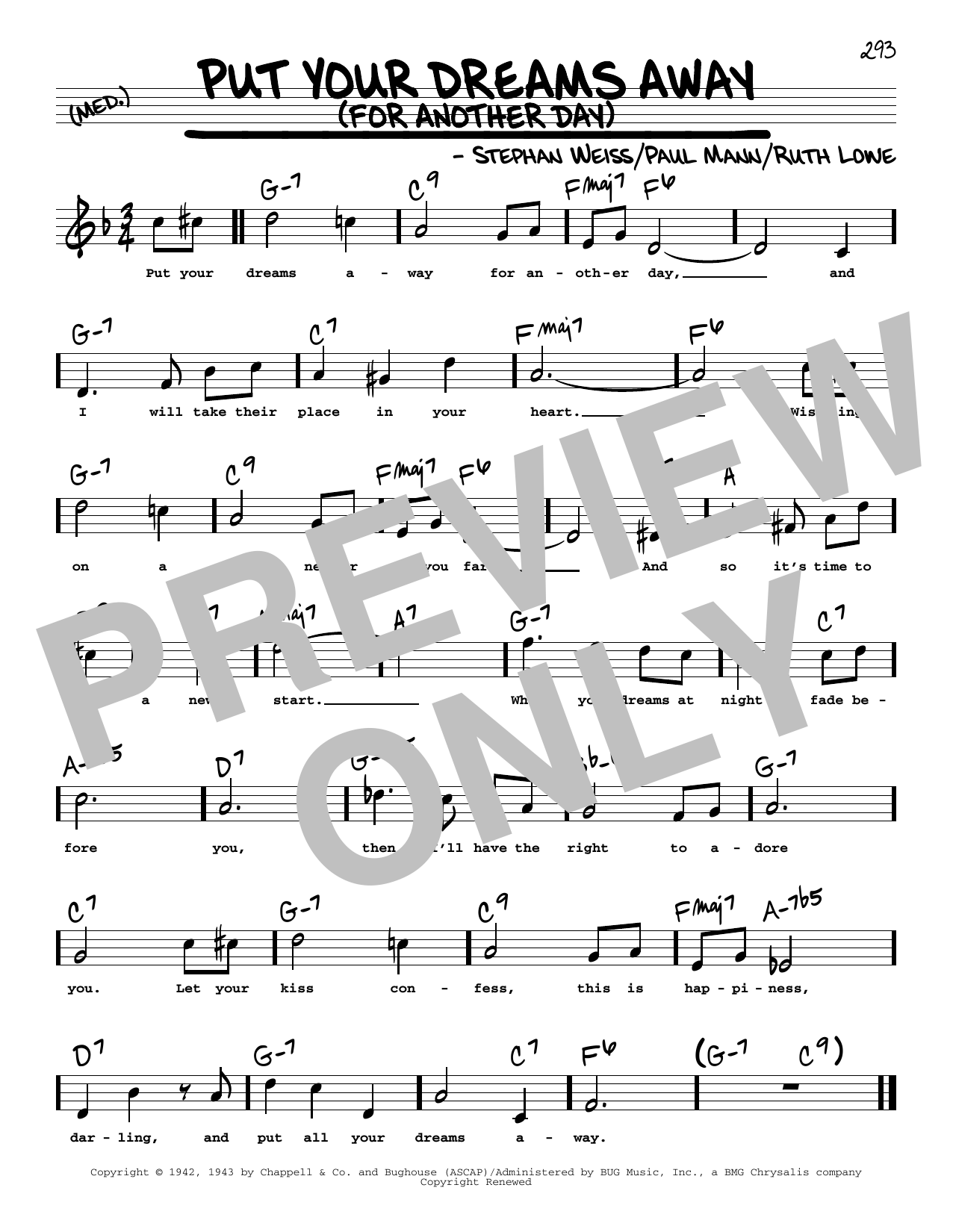 Frank Sinatra Put Your Dreams Away (For Another Day) (High Voice) sheet music notes and chords arranged for Real Book – Melody, Lyrics & Chords