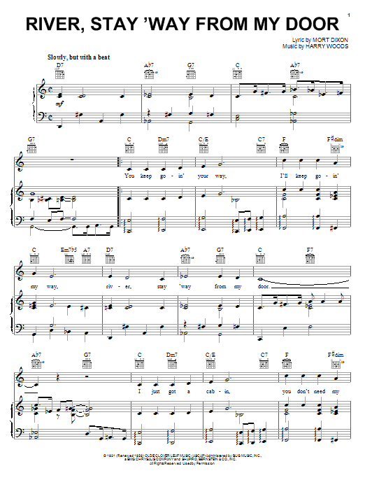 Frank Sinatra River Stay 'Way From My Door sheet music notes and chords arranged for Piano, Vocal & Guitar Chords