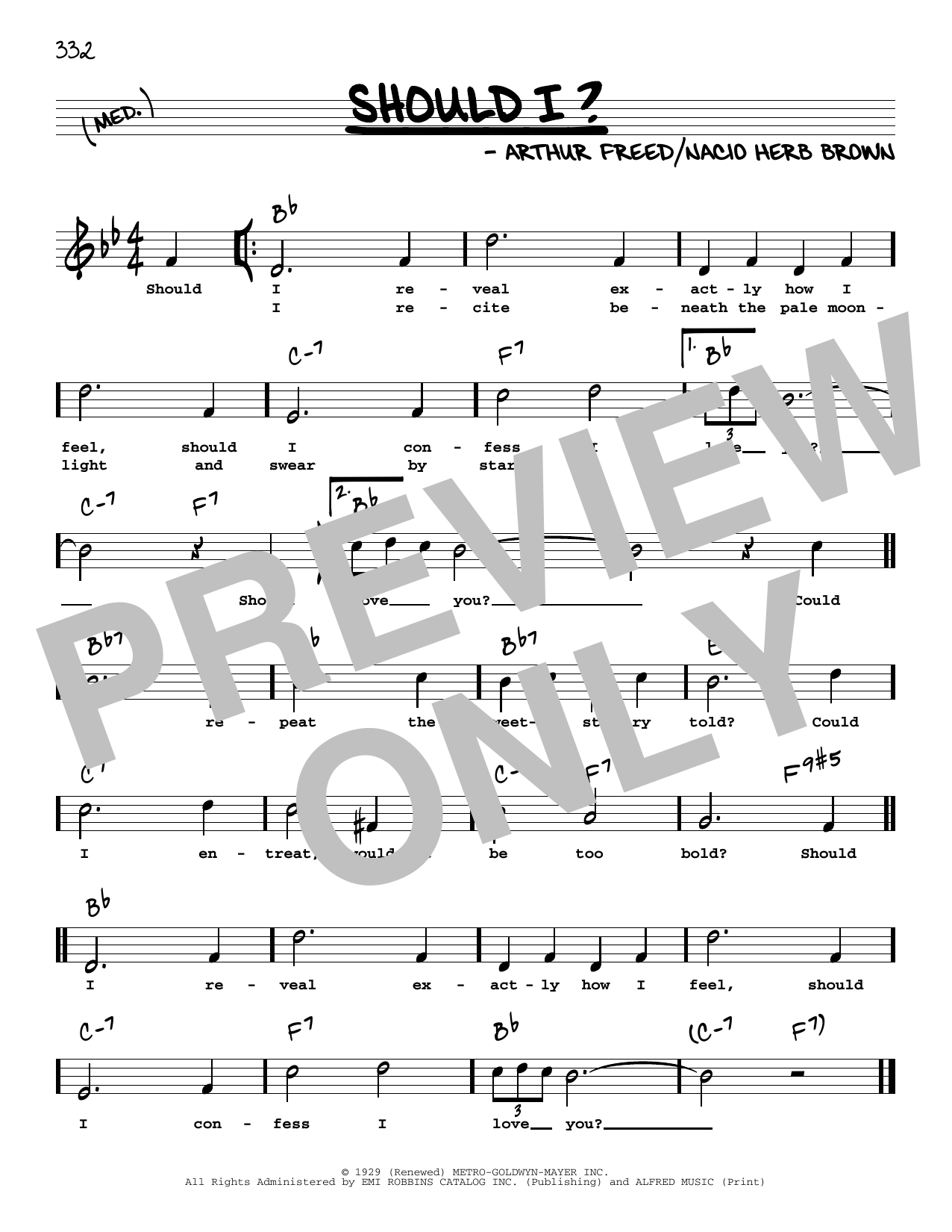 Frank Sinatra Should I? (High Voice) sheet music notes and chords arranged for Real Book – Melody, Lyrics & Chords