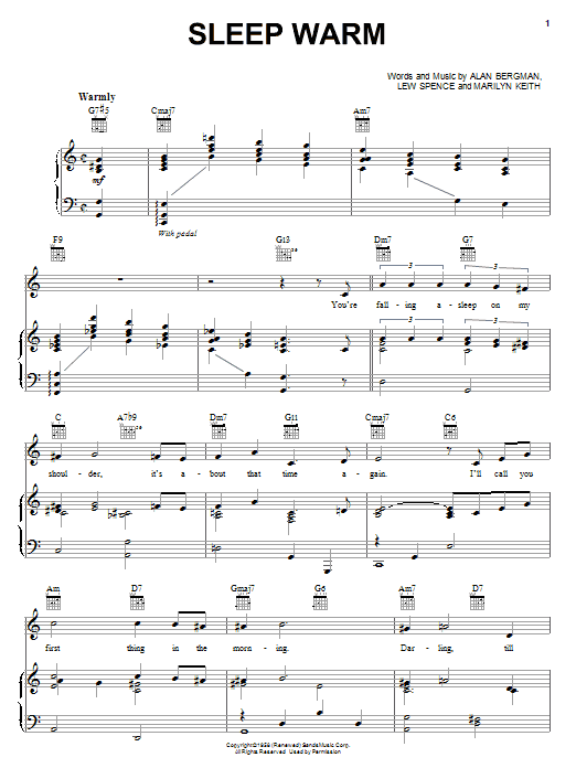 Frank Sinatra Sleep Warm sheet music notes and chords arranged for Piano & Vocal