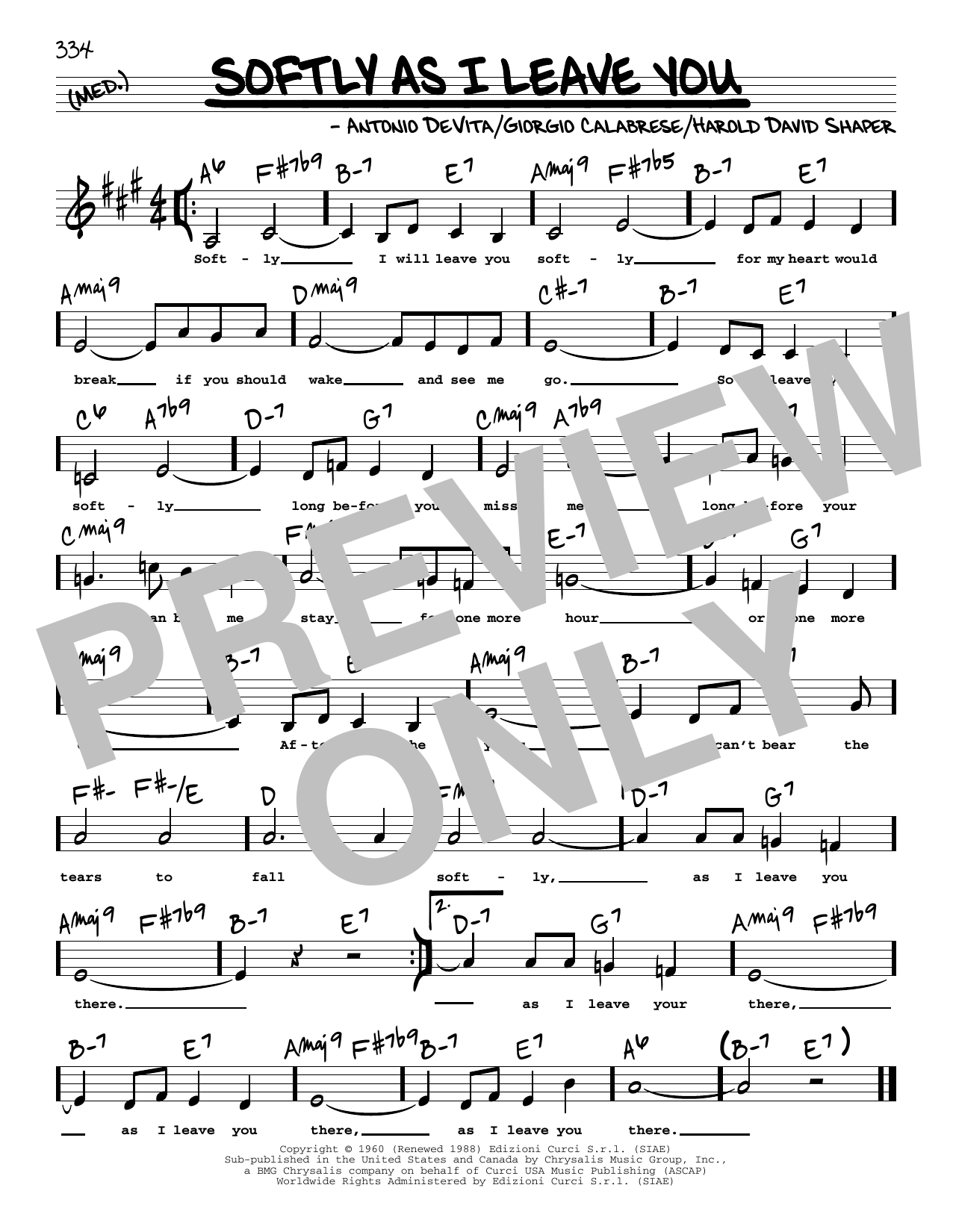 Frank Sinatra Softly As I Leave You (Low Voice) sheet music notes and chords arranged for Real Book – Melody, Lyrics & Chords
