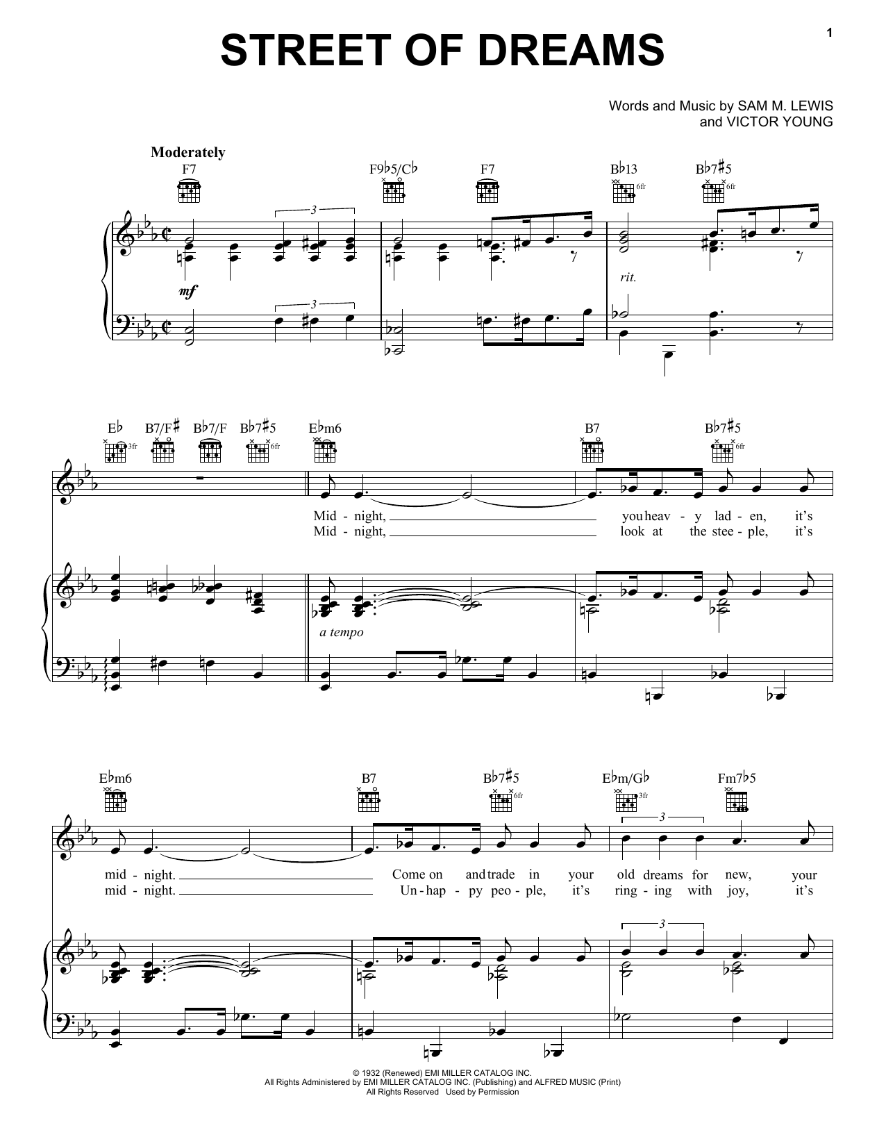 Frank Sinatra Street Of Dreams sheet music notes and chords arranged for Piano, Vocal & Guitar Chords (Right-Hand Melody)