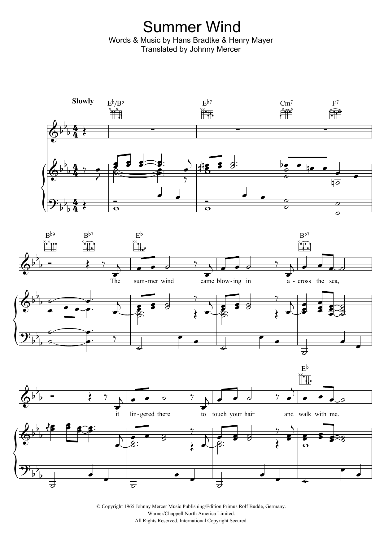 Frank Sinatra Summer Wind sheet music notes and chords arranged for Ukulele