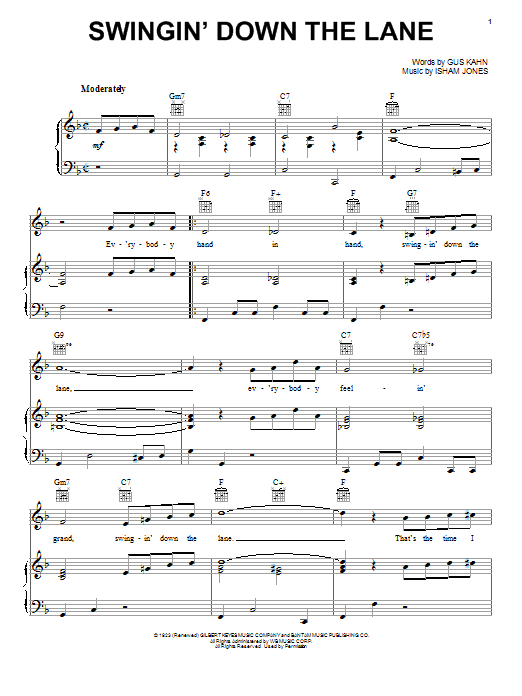 Frank Sinatra Swingin' Down The Lane sheet music notes and chords arranged for Piano, Vocal & Guitar Chords (Right-Hand Melody)