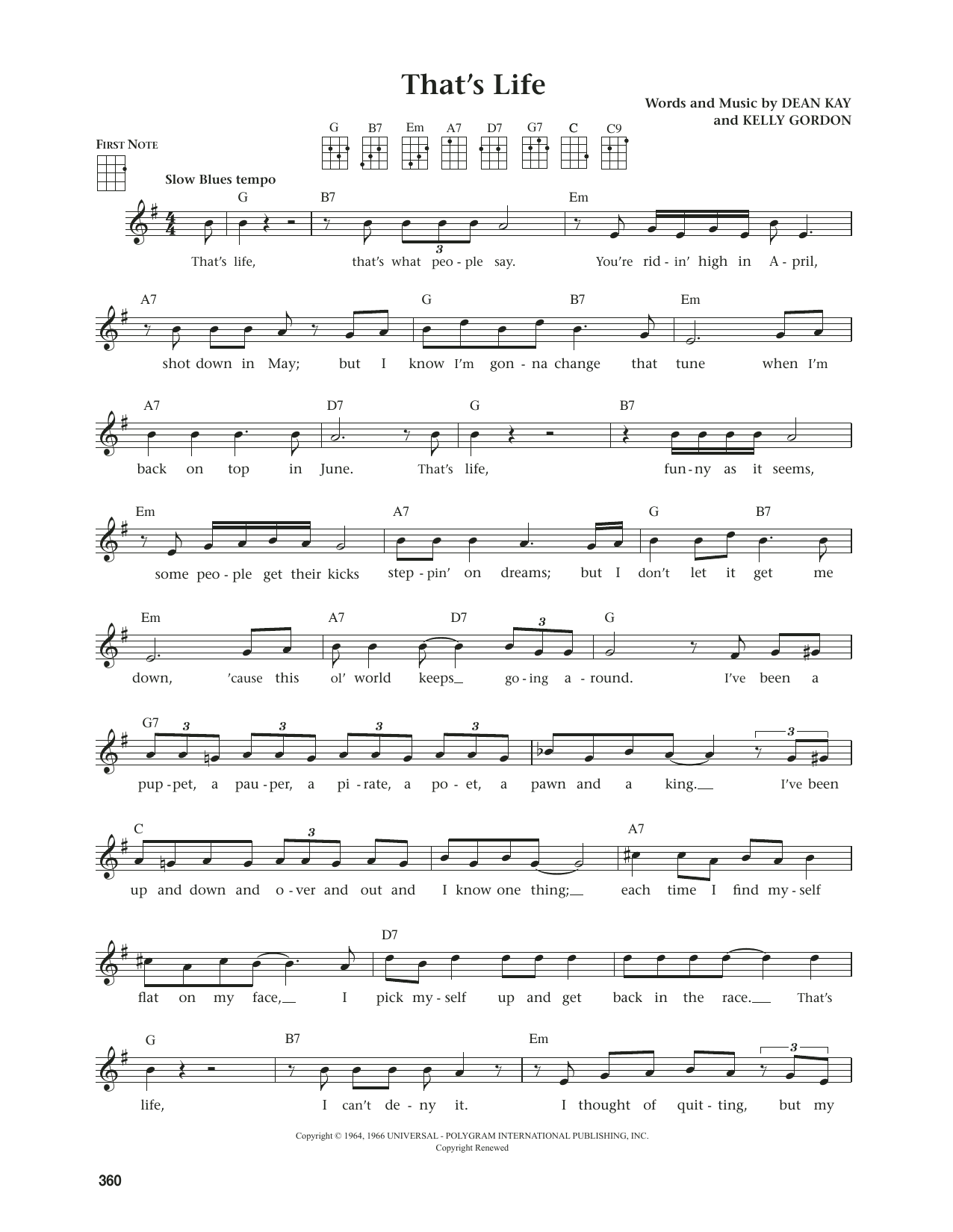 Frank Sinatra That's Life (from The Daily Ukulele) (arr. Jim Beloff) sheet music notes and chords arranged for Ukulele