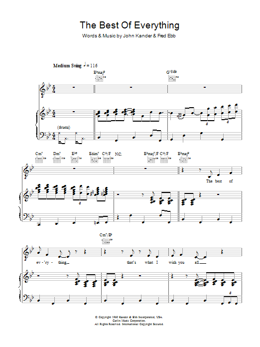 Frank Sinatra The Best Of Everything sheet music notes and chords arranged for Really Easy Piano