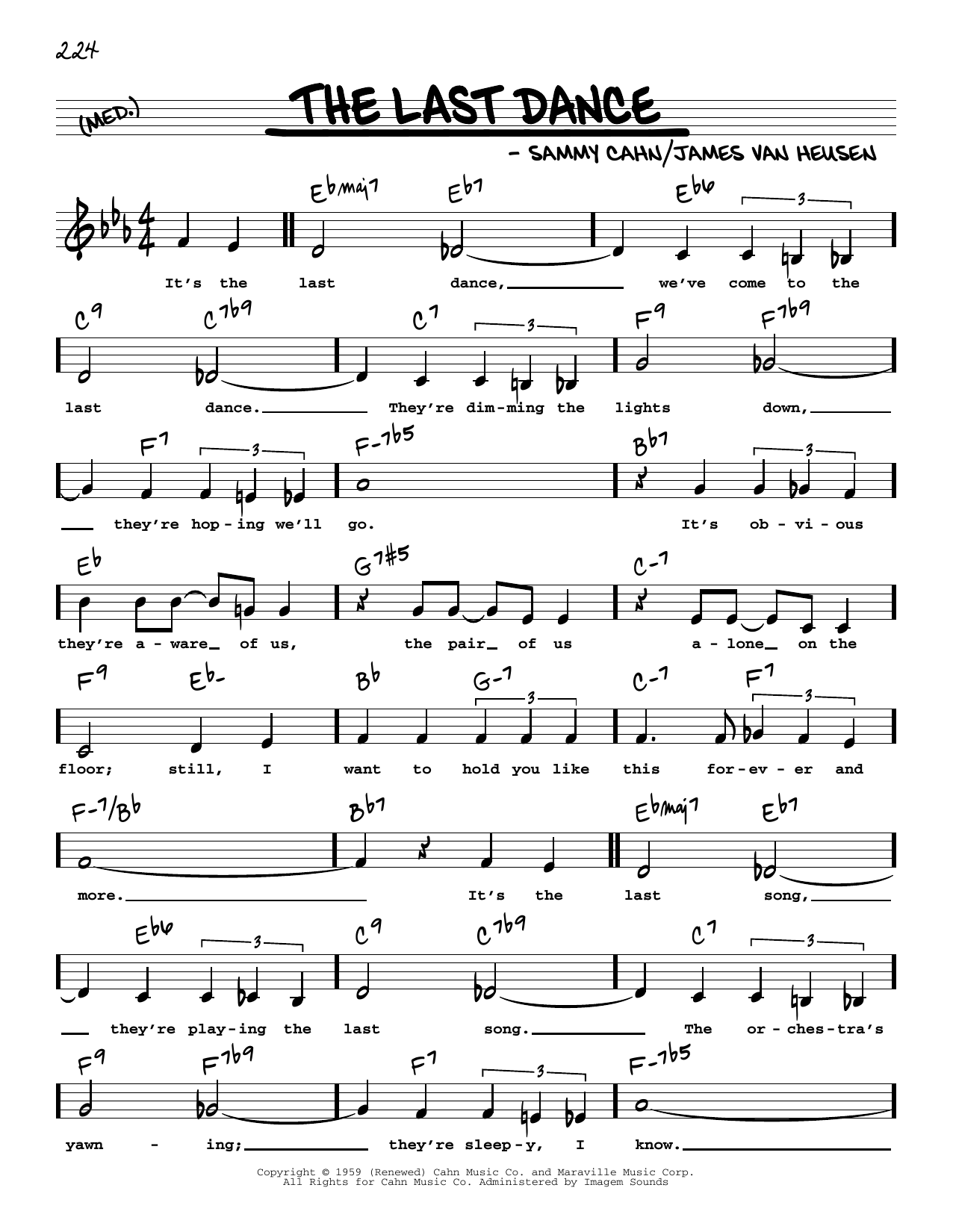 Frank Sinatra The Last Dance (Low Voice) sheet music notes and chords arranged for Real Book – Melody, Lyrics & Chords