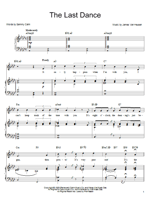 Frank Sinatra The Last Dance sheet music notes and chords arranged for Piano, Vocal & Guitar Chords (Right-Hand Melody)