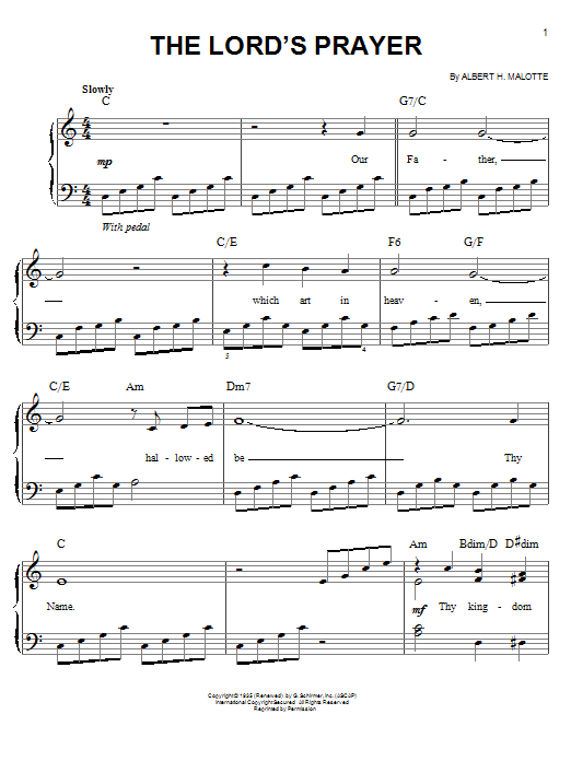 Frank Sinatra The Lord's Prayer sheet music notes and chords arranged for Easy Piano