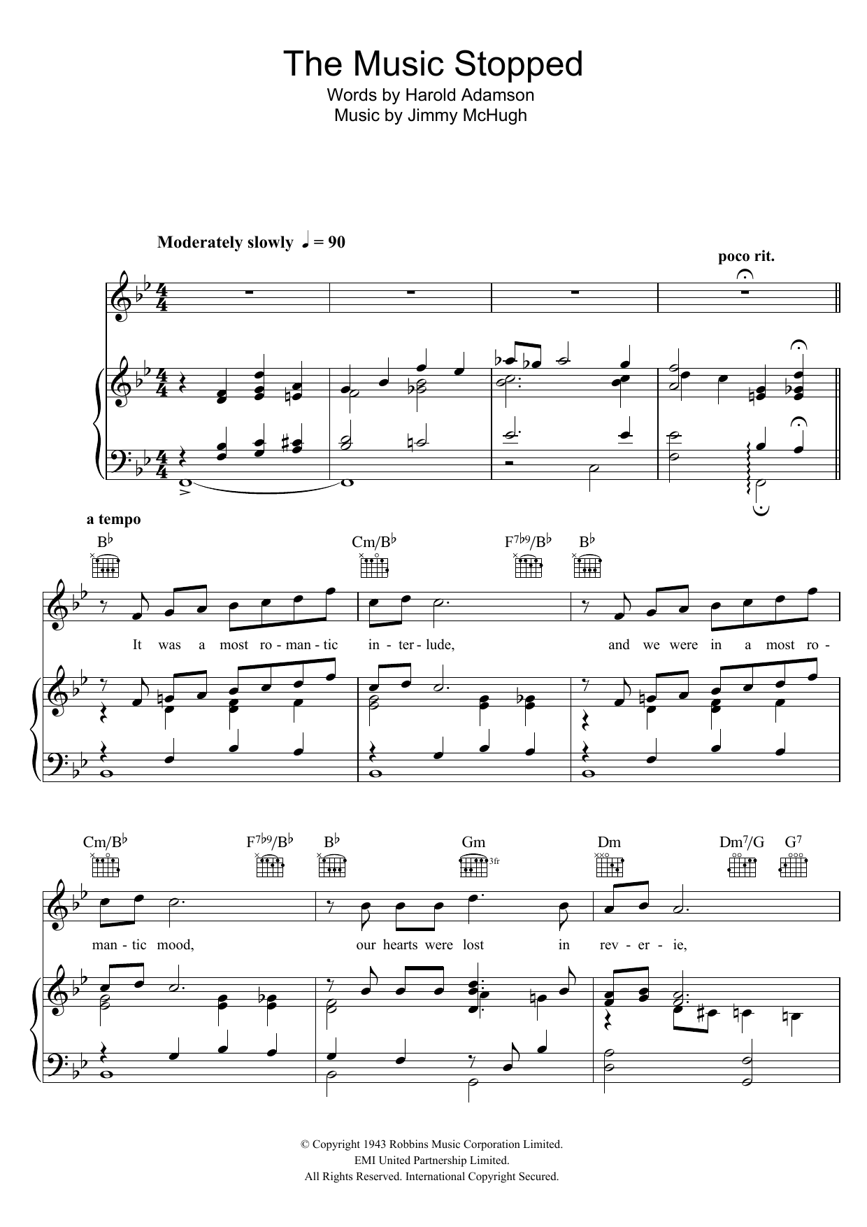 Frank Sinatra The Music Stopped sheet music notes and chords arranged for Piano, Vocal & Guitar Chords