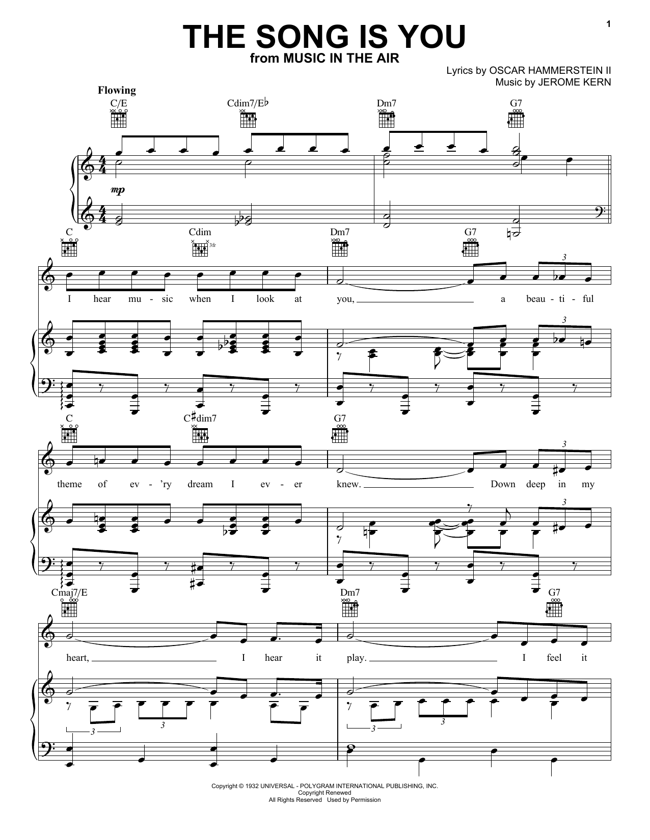 Frank Sinatra The Song Is You sheet music notes and chords arranged for Piano, Vocal & Guitar Chords (Right-Hand Melody)