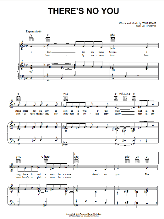 Frank Sinatra There's No You sheet music notes and chords arranged for Piano, Vocal & Guitar Chords (Right-Hand Melody)
