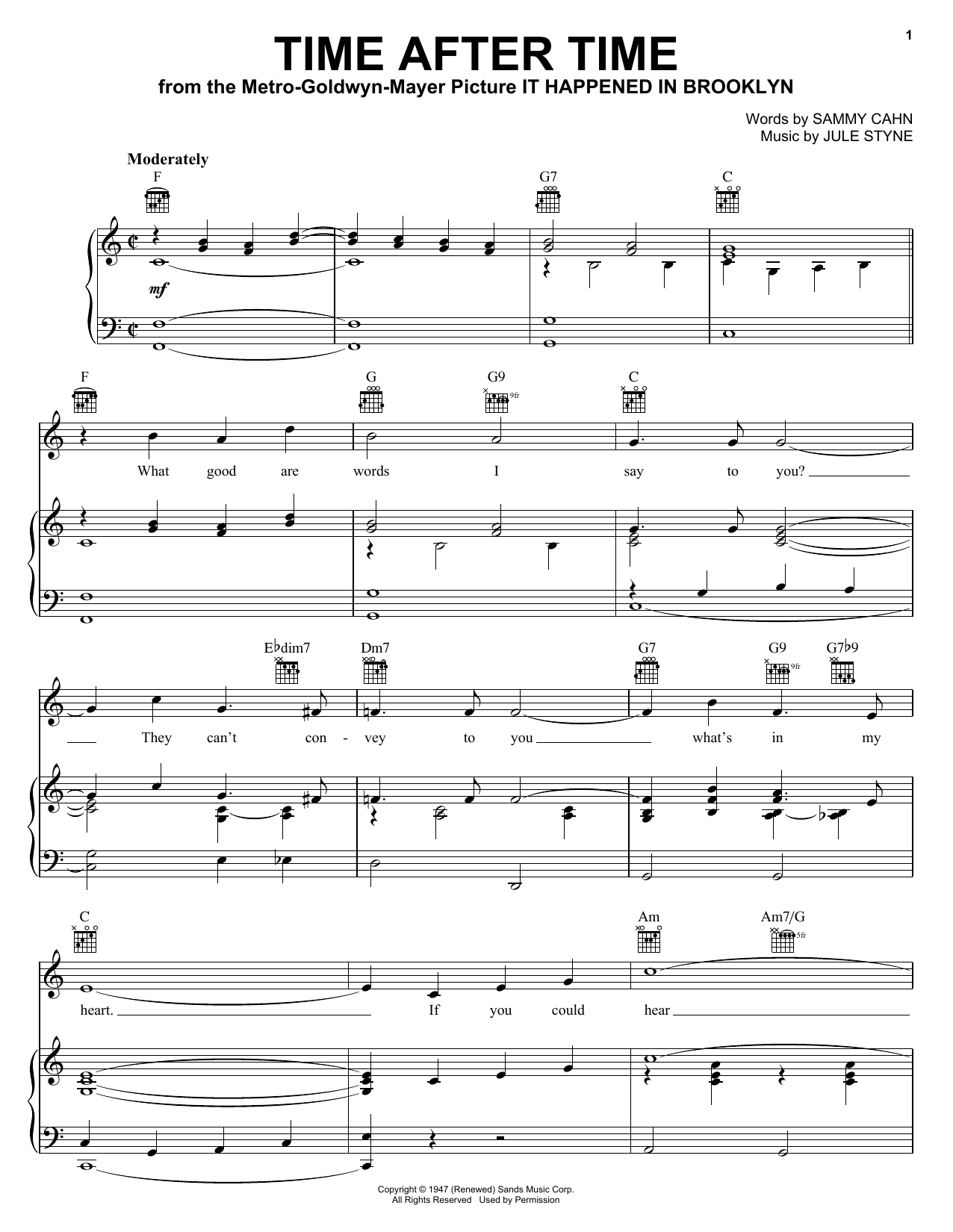 Frank Sinatra Time After Time sheet music notes and chords arranged for Piano & Vocal