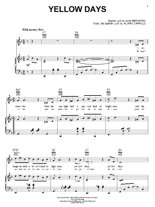 Frank Sinatra Yellow Days sheet music notes and chords arranged for Ukulele Chords/Lyrics