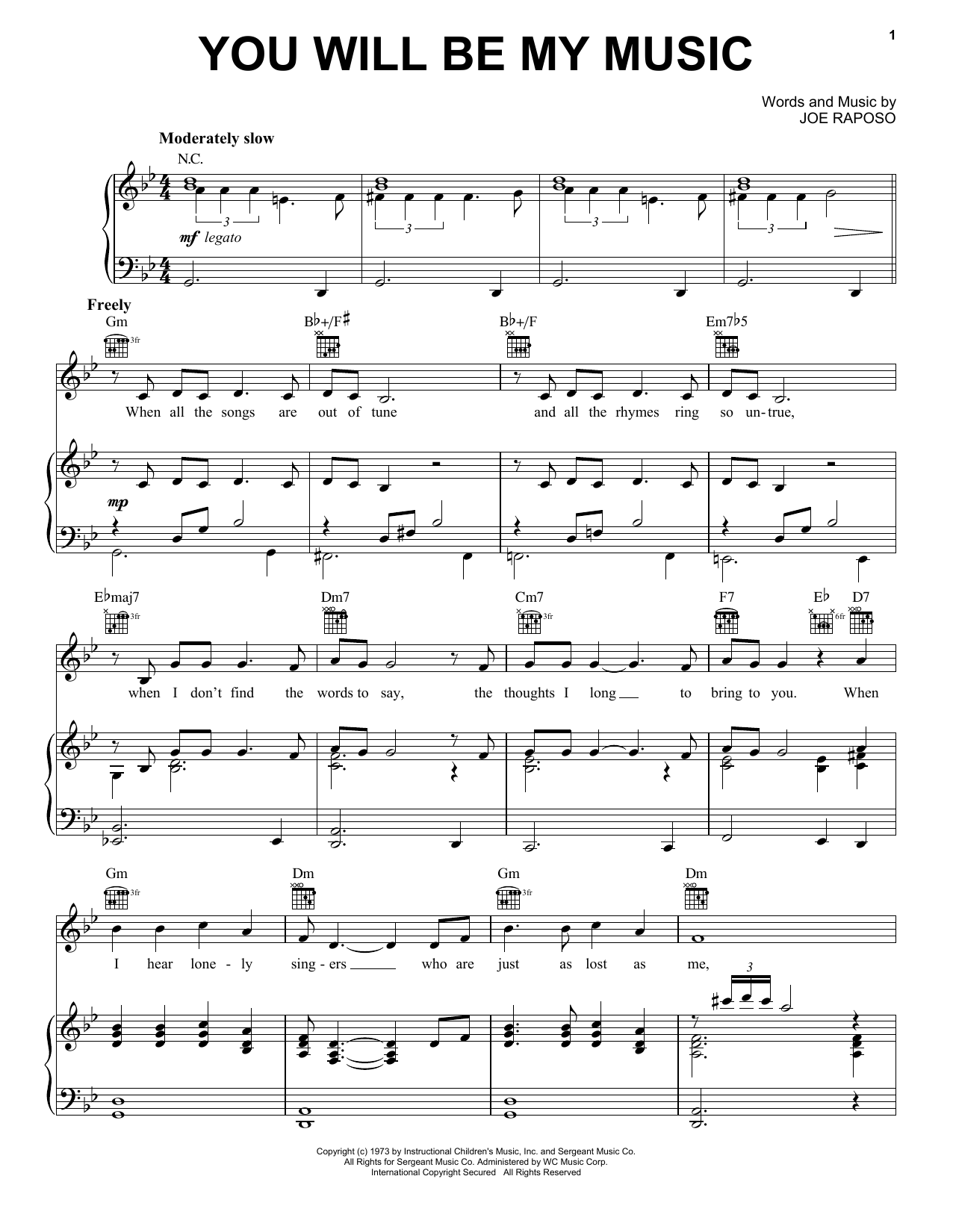 Frank Sinatra You Will Be My Music sheet music notes and chords arranged for Piano, Vocal & Guitar Chords (Right-Hand Melody)