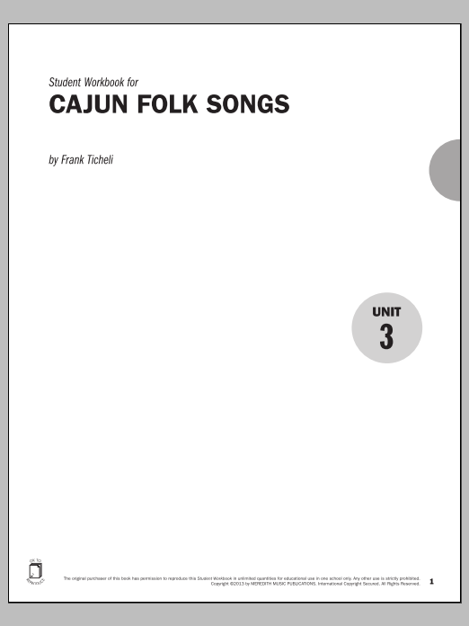 Frank Ticheli Guides to Band Masterworks, Vol. 3 - Student Workbook - Cajun Folk Songs sheet music notes and chords arranged for Instrumental Method