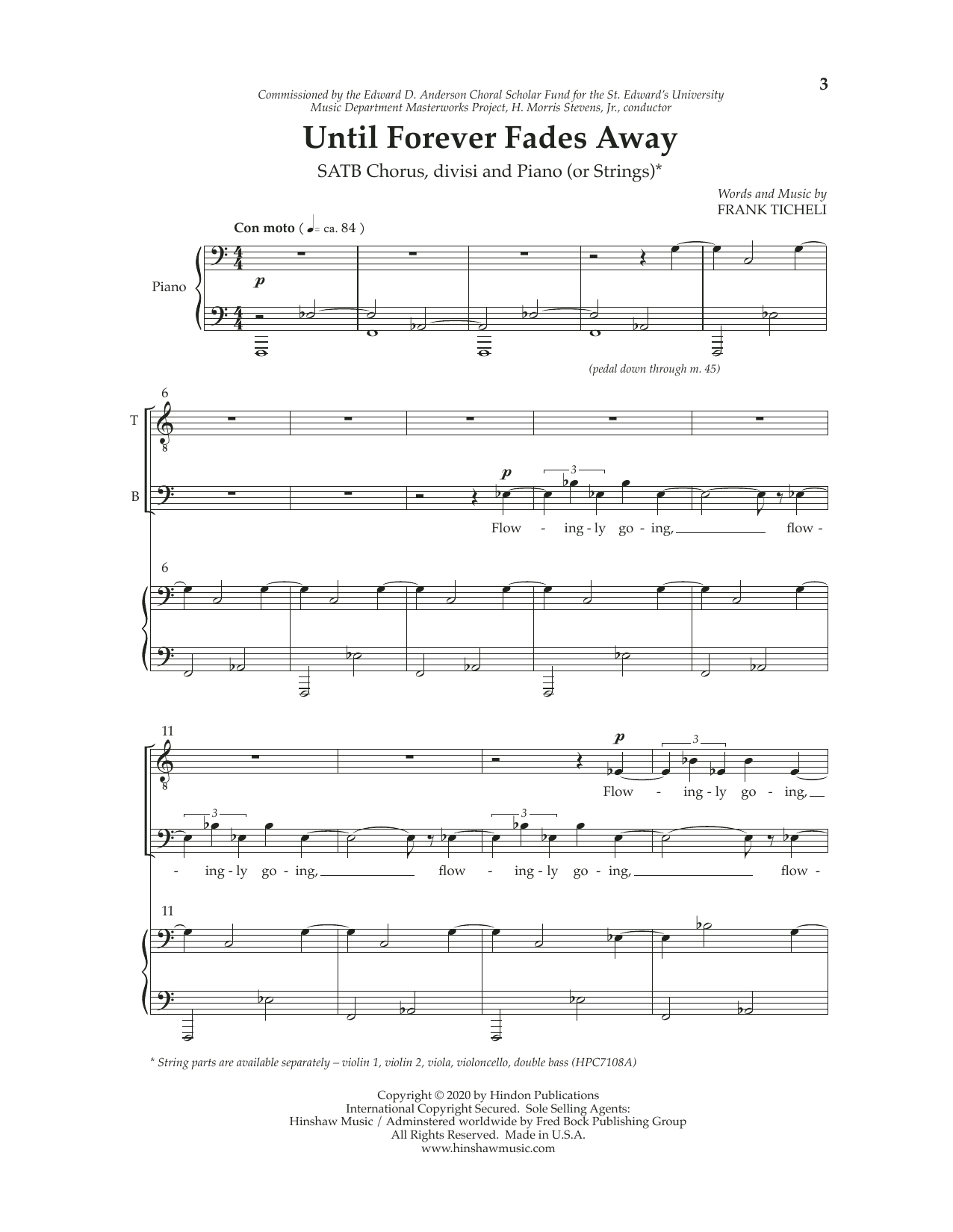 Frank Ticheli Until Forever Fades Away sheet music notes and chords arranged for SATB Choir