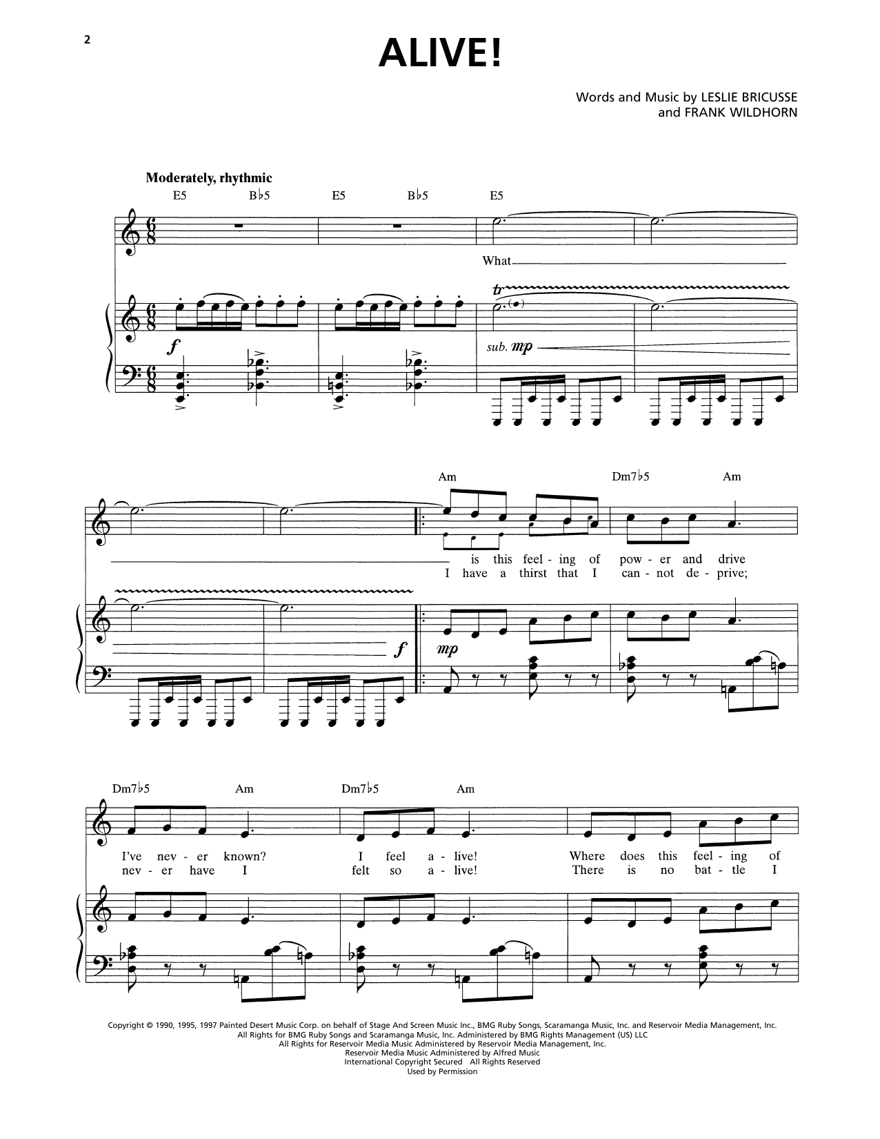 Frank Wildhorn & Leslie Bricusse Alive! (from Jekyll & Hyde) (2013 Revival Version) sheet music notes and chords arranged for Piano & Vocal
