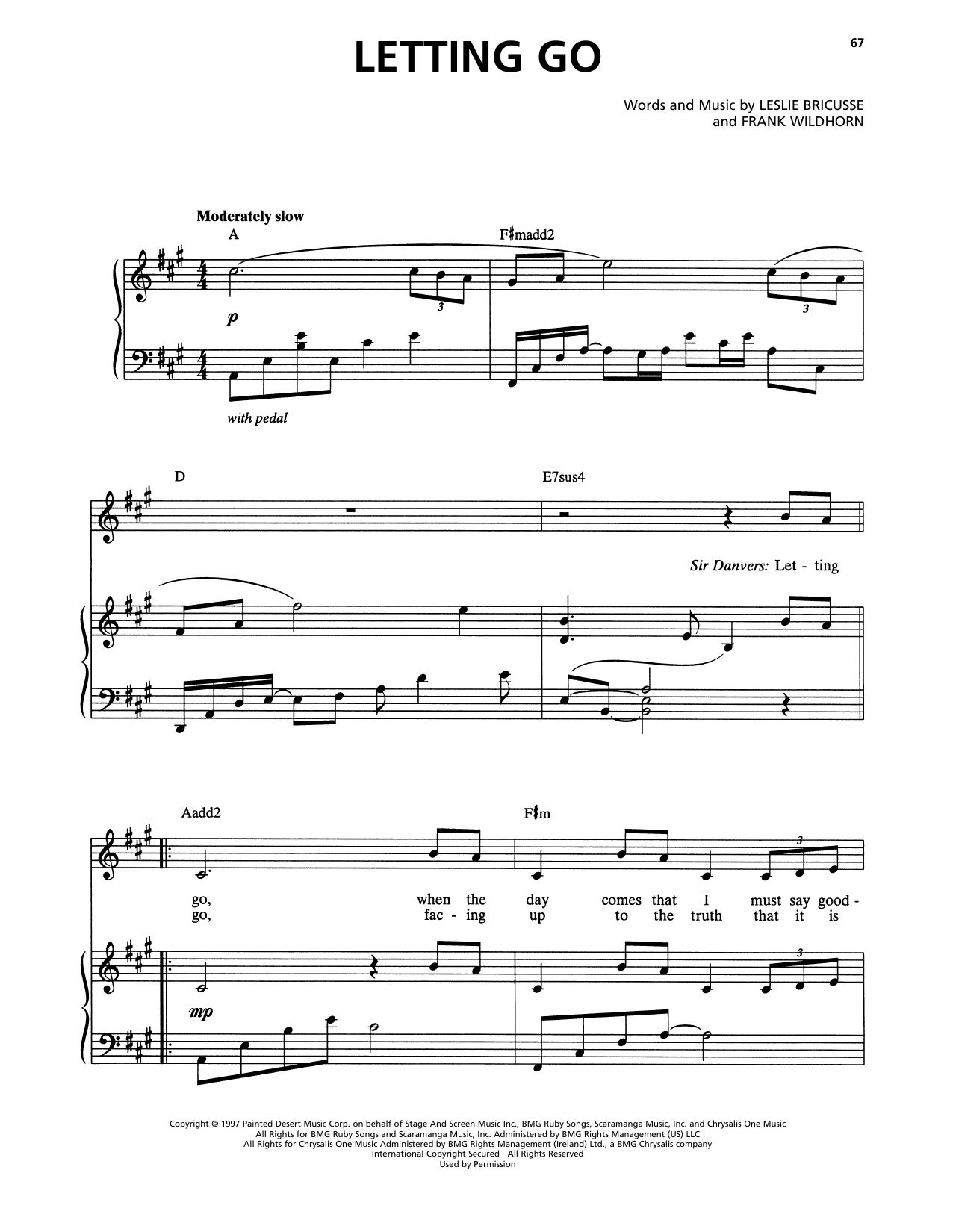 Frank Wildhorn & Leslie Bricusse Letting Go (from Jekyll & Hyde) sheet music notes and chords arranged for Piano & Vocal