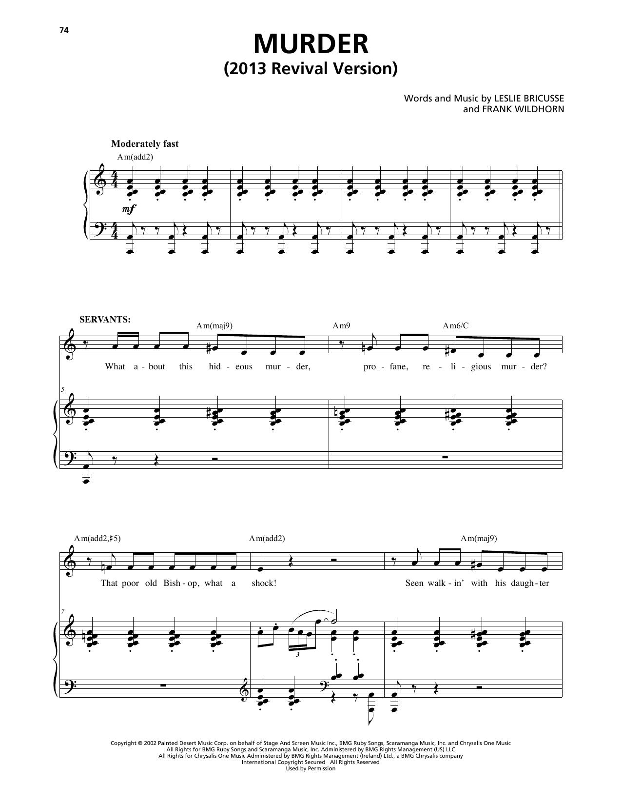 Frank Wildhorn & Leslie Bricusse Murder (from Jekyll & Hyde) (2013 Revival Version) sheet music notes and chords arranged for Piano & Vocal