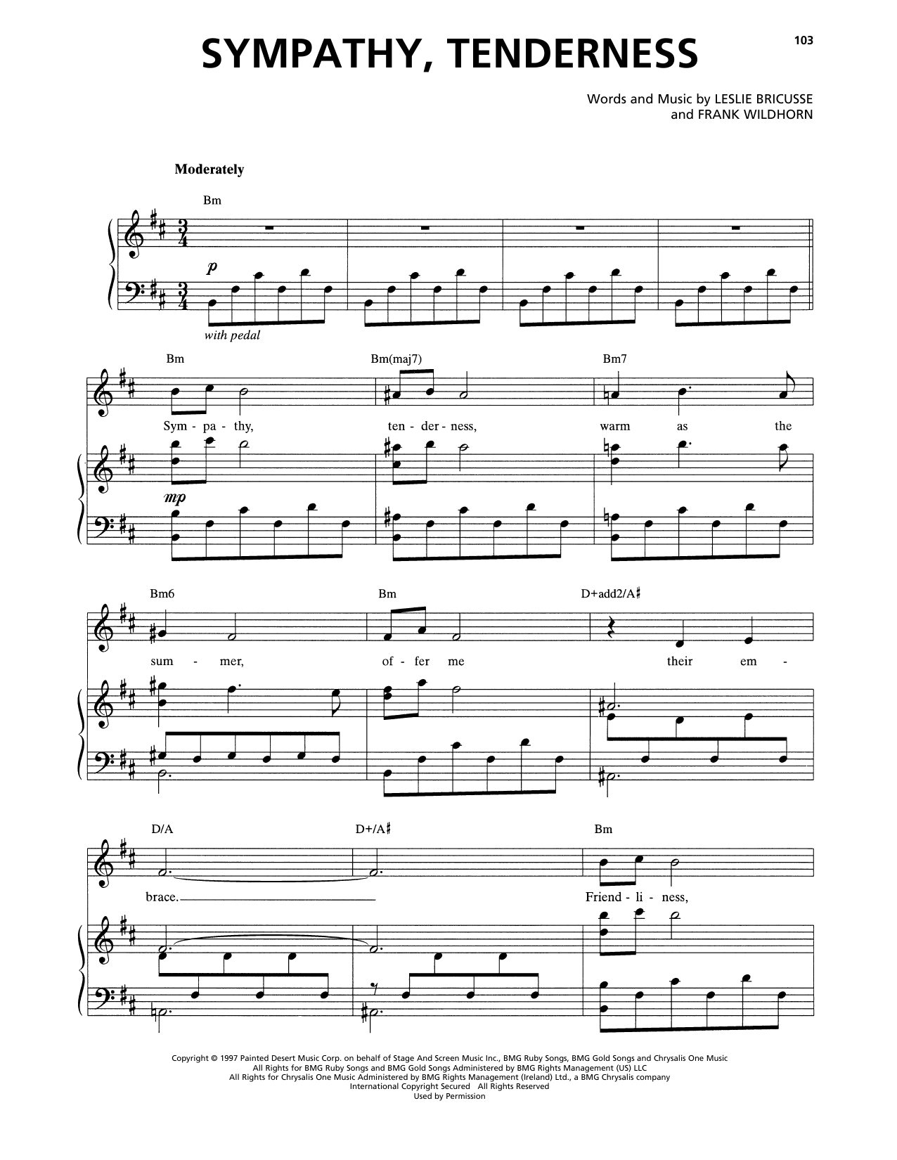 Frank Wildhorn & Leslie Bricusse Sympathy, Tenderness (from Jekyll & Hyde) sheet music notes and chords arranged for Piano & Vocal
