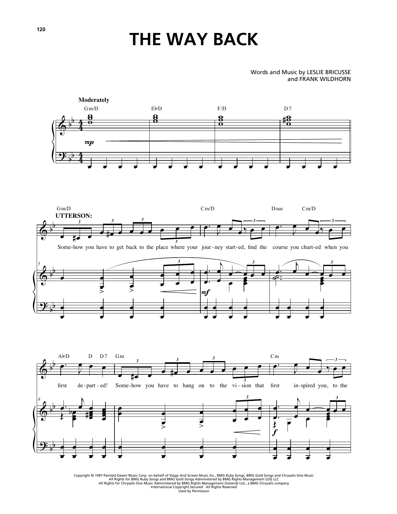 Frank Wildhorn & Leslie Bricusse The Way Back (from Jekyll & Hyde) sheet music notes and chords arranged for Piano & Vocal