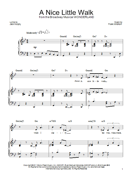 Frank Wildhorn A Nice Little Walk sheet music notes and chords arranged for Piano, Vocal & Guitar Chords (Right-Hand Melody)
