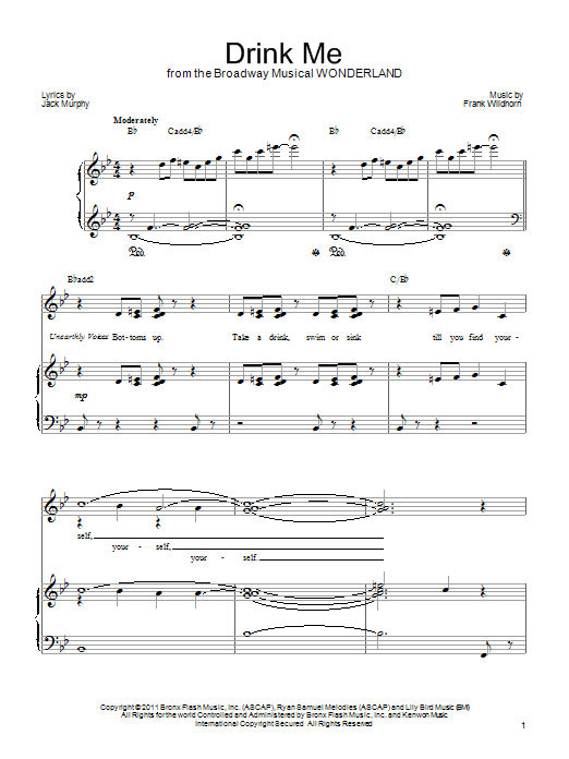 Frank Wildhorn Drink Me sheet music notes and chords arranged for Piano, Vocal & Guitar Chords (Right-Hand Melody)