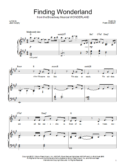 Frank Wildhorn Finding Wonderland sheet music notes and chords arranged for Piano, Vocal & Guitar Chords (Right-Hand Melody)