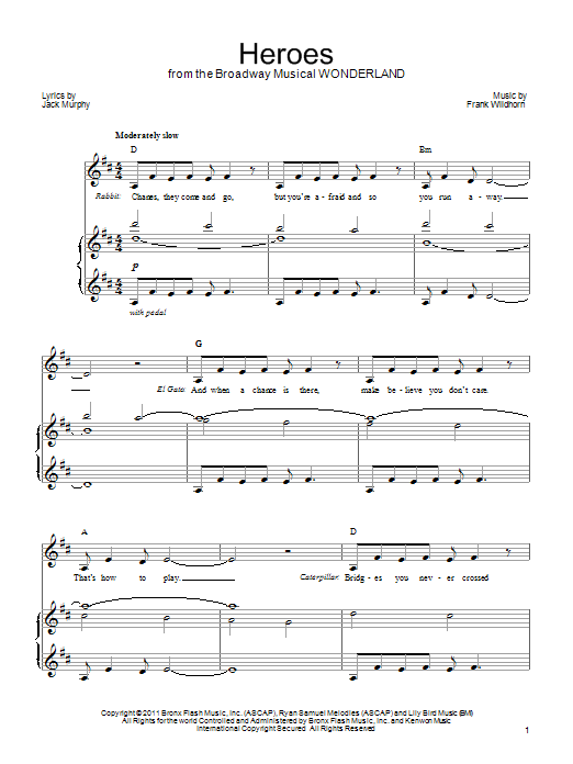 Frank Wildhorn Heroes sheet music notes and chords arranged for Piano, Vocal & Guitar Chords (Right-Hand Melody)