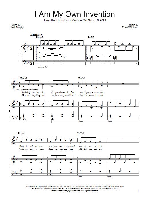 Frank Wildhorn I Am My Own Invention sheet music notes and chords arranged for Piano, Vocal & Guitar Chords (Right-Hand Melody)