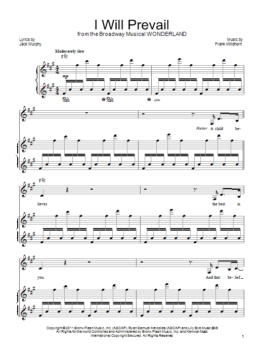 Frank Wildhorn I Will Prevail sheet music notes and chords arranged for Piano, Vocal & Guitar Chords (Right-Hand Melody)