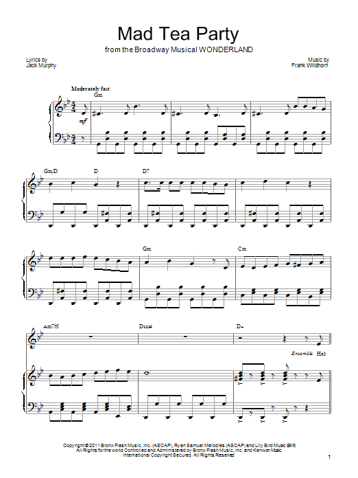 Frank Wildhorn Mad Tea Party sheet music notes and chords arranged for Piano, Vocal & Guitar Chords (Right-Hand Melody)