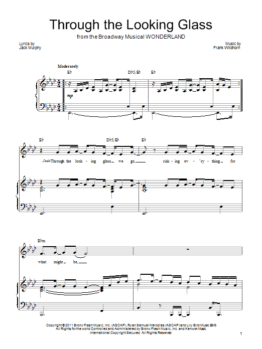 Frank Wildhorn Through The Looking Glass sheet music notes and chords arranged for Piano, Vocal & Guitar Chords (Right-Hand Melody)