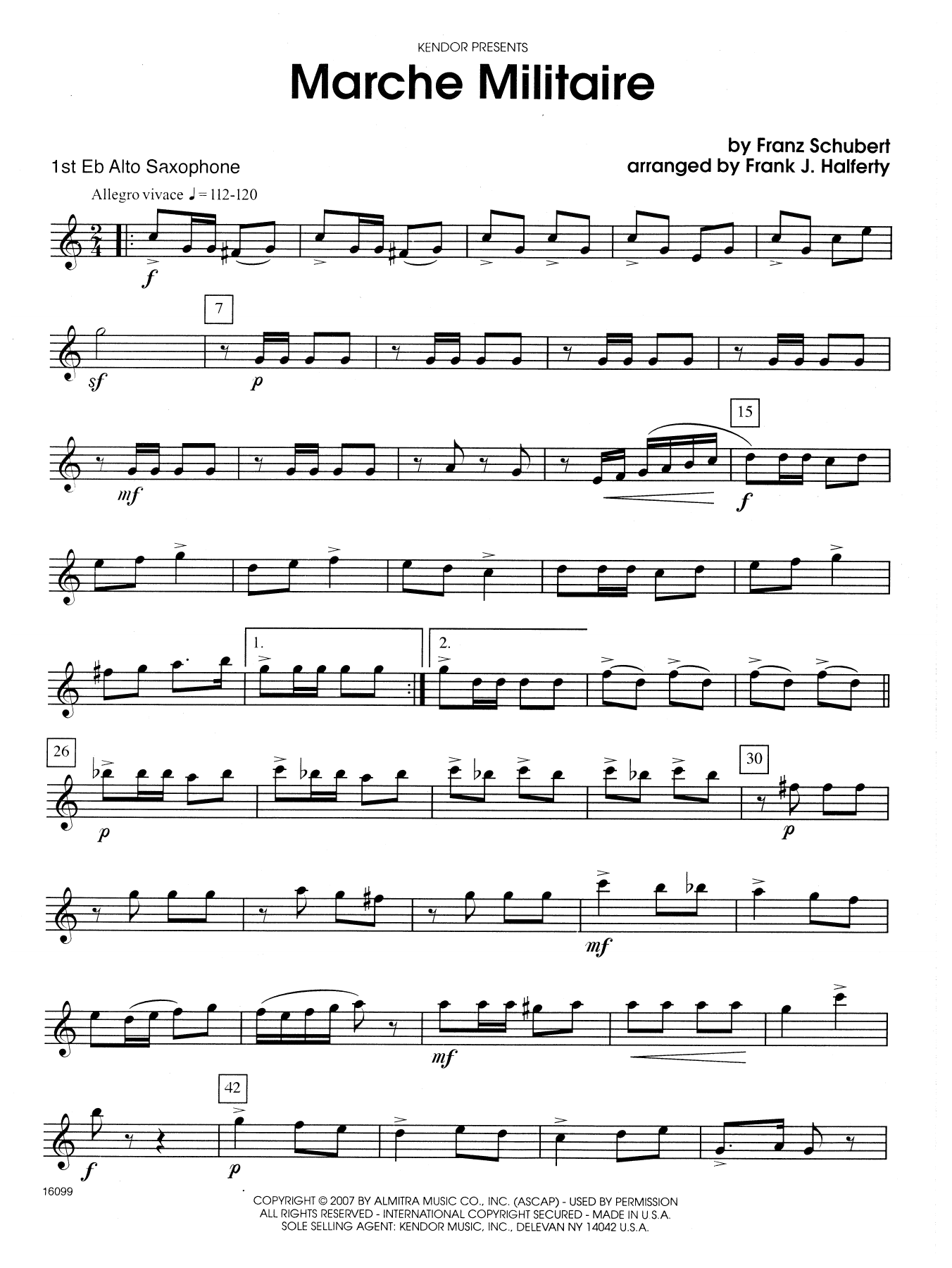 Frank J. Halferty Marche Militaire - 1st Eb Alto Saxophone sheet music notes and chords. Download Printable PDF.