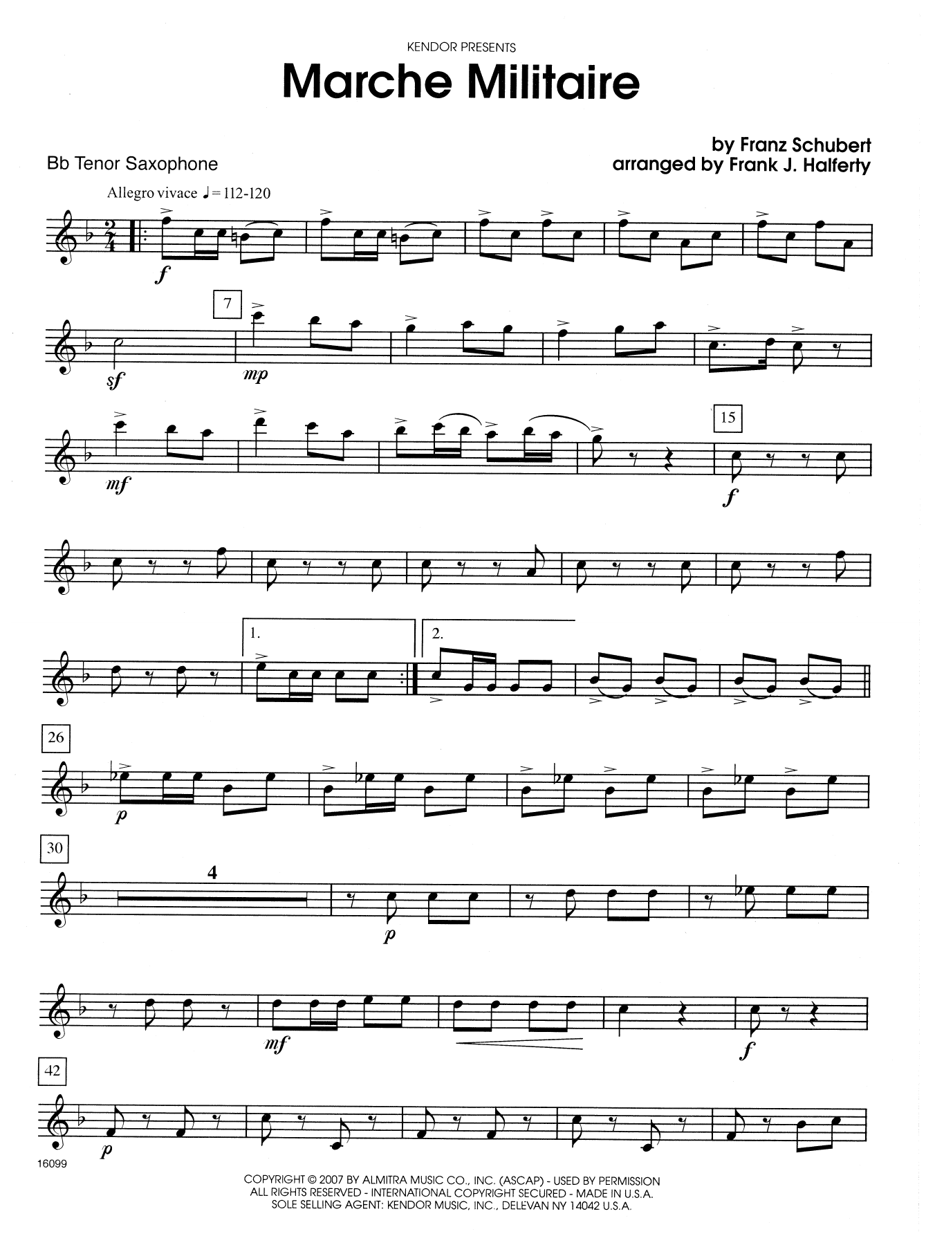 Frank J. Halferty Marche Militaire - Bb Tenor Saxophone sheet music notes and chords. Download Printable PDF.