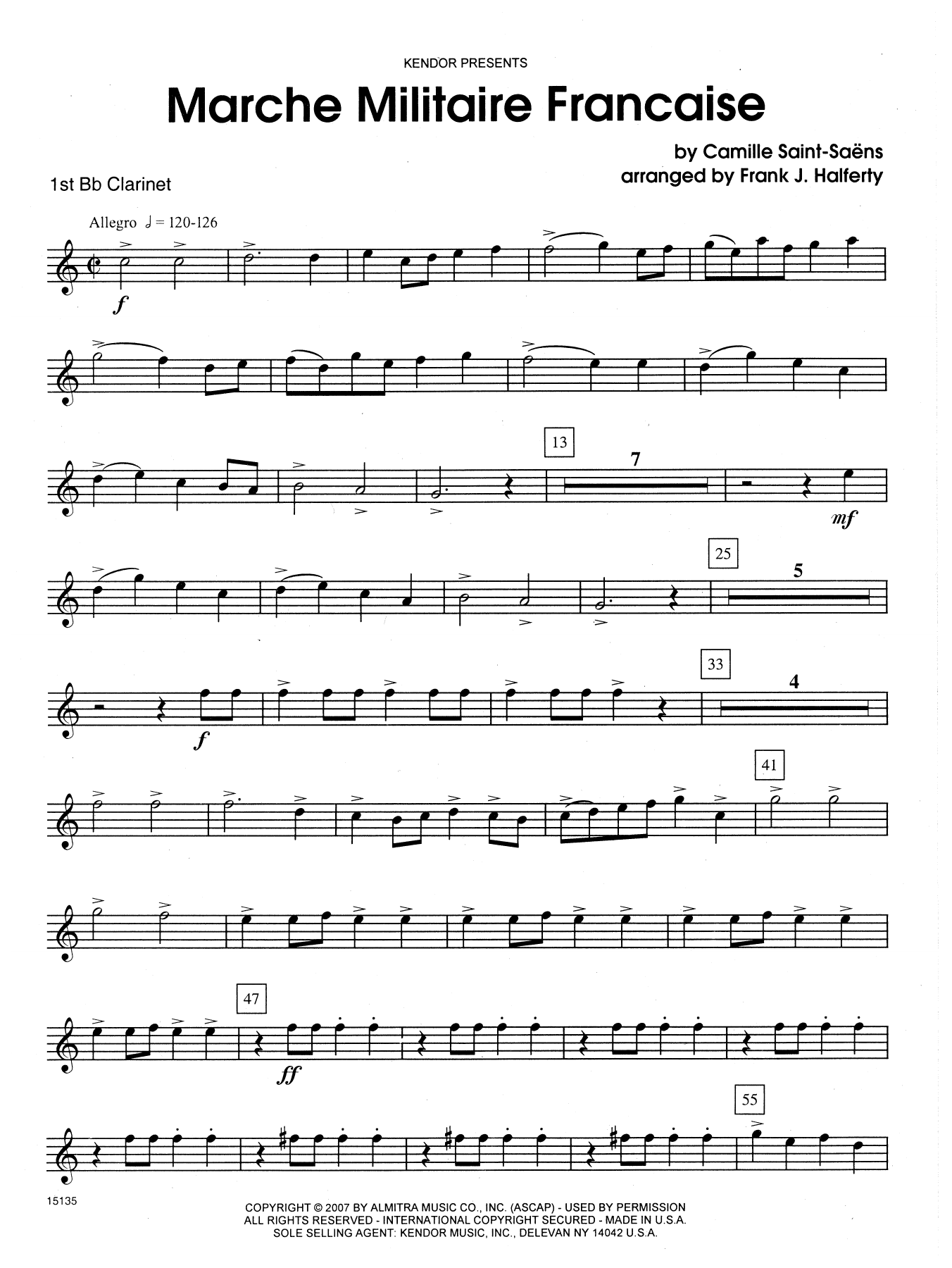 Frank J. Halferty Marche Militaire Francaise - 1st Bb Clarinet sheet music notes and chords. Download Printable PDF.