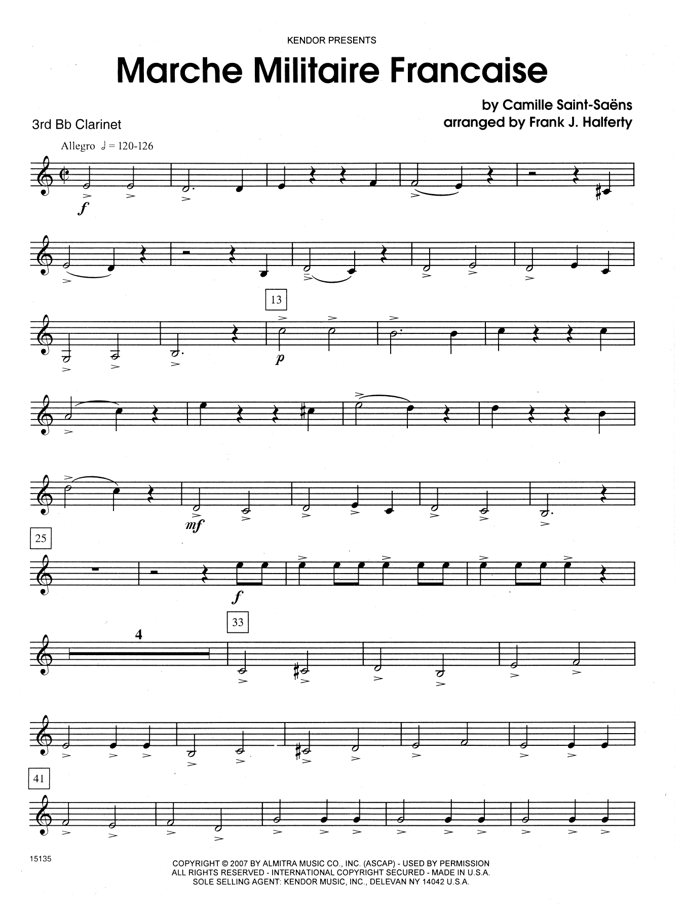 Frank J. Halferty Marche Militaire Francaise - 3rd Bb Clarinet sheet music notes and chords. Download Printable PDF.
