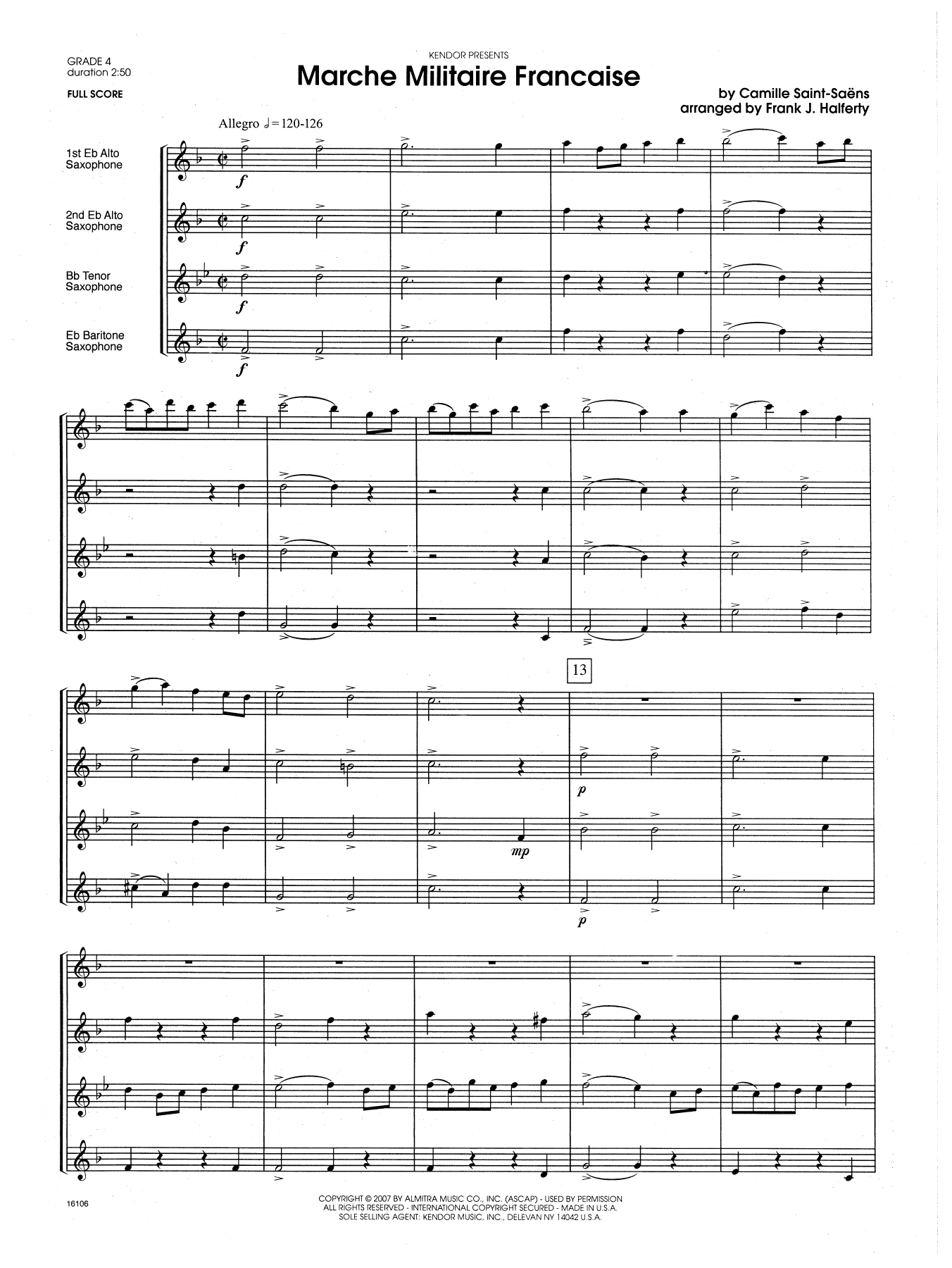Frank J. Halferty Marche Militaire Francaise - Full Score sheet music notes and chords. Download Printable PDF.